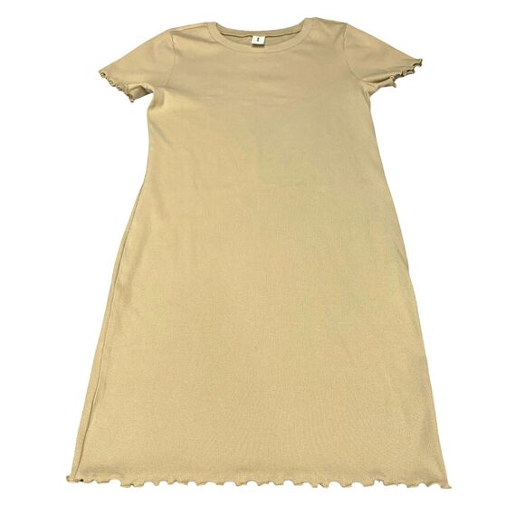 ABOUND Women's Mini Raincheck Dress Beige Cream Ribbed  Short Sleeve - Large - Picture 12 of 14